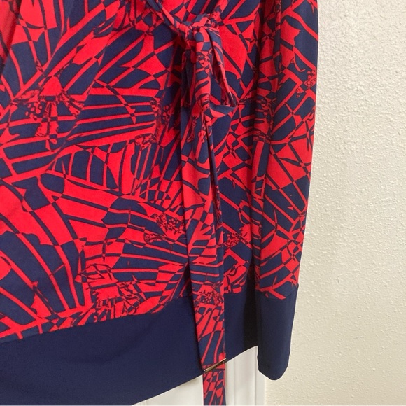 Sangria Womens Dress 3/4 Sleeve V Neck Knee Length Size 14 Red/Blue - Picture 9 of 16